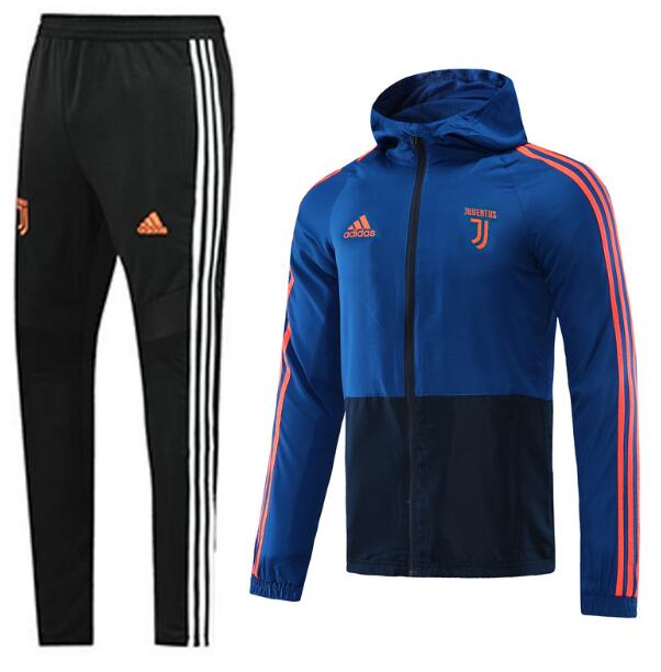 Juventus Blue Navy Hoodie Windbreaker Jacket Training Kits with pants 2020/21